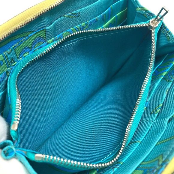 Authentic HERMES Azap Long Silk-In Zip Around Long Wallet Leather yellow/Green - Picture 12 of 15